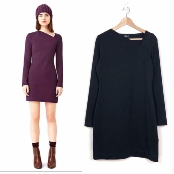 NWT Kate Spade Saturday Slant Neck Bodycon Black Dress - Picture 2 of 12